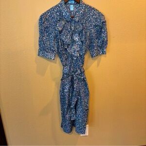 Quinn Egyptian Cotton Button Down Shirt Dress, size 8, Blue, Cottagecore, Office